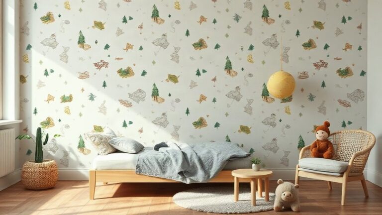 Ideias de papel de parede para quarto infantil por tema Parede de quarto infantil com papel de parede temático de aventura